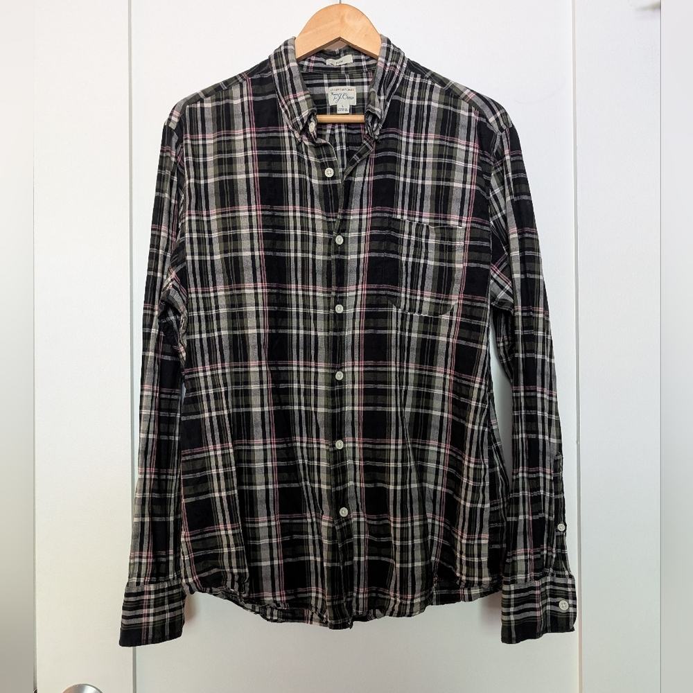 J. Crew Button-down, Green Madras